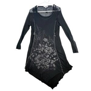 Fashion Concept Tunic Top Mini Dress Womens L Sheer Mesh Whimsigoth Dollcore